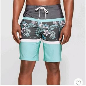 Mens Grey & Aqua Board Shorts
